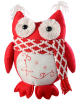 Set of 2 Owl Figurines, Red/White, 27 cm