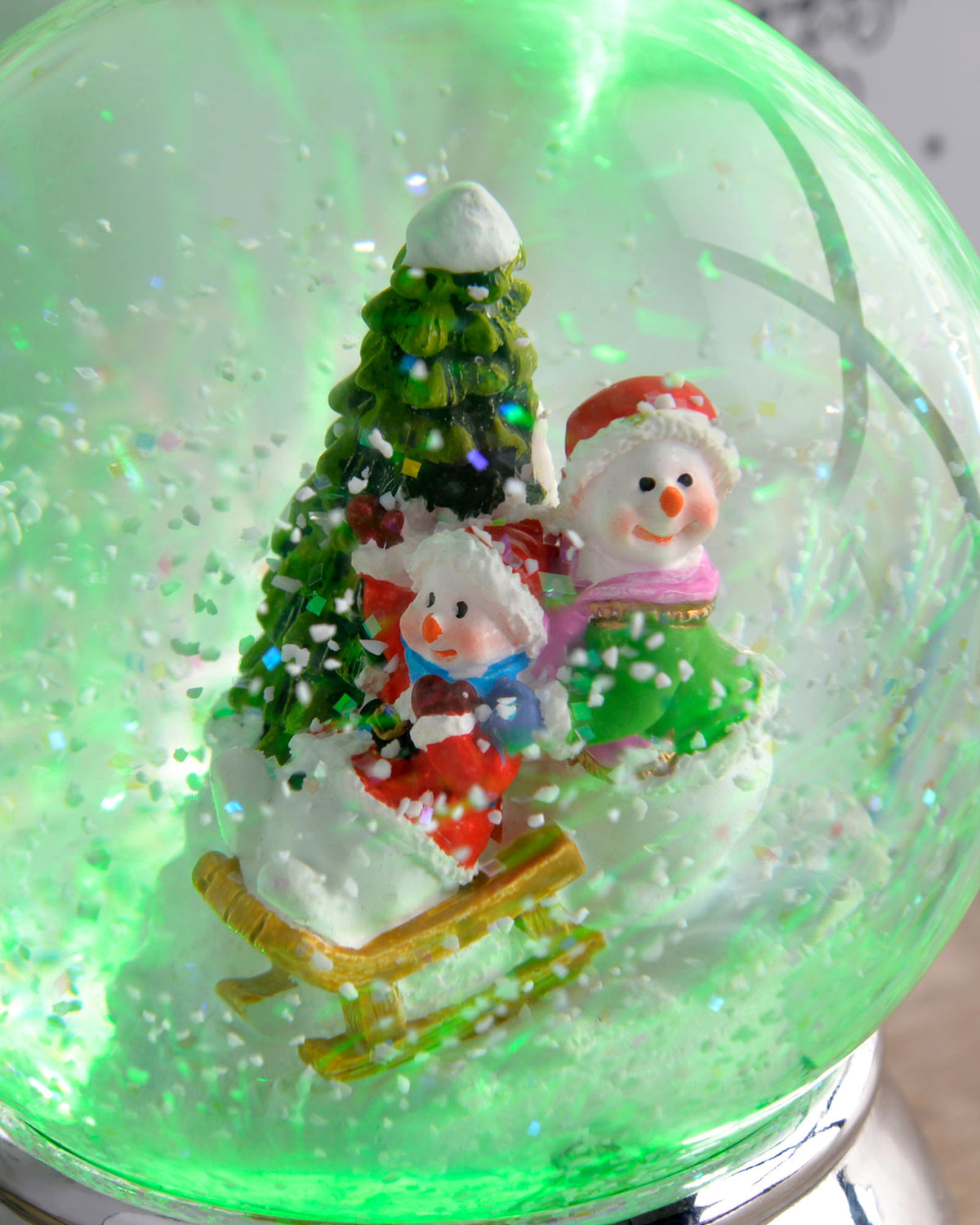 Colour Changing Snowman Snow Globe, 10 cm