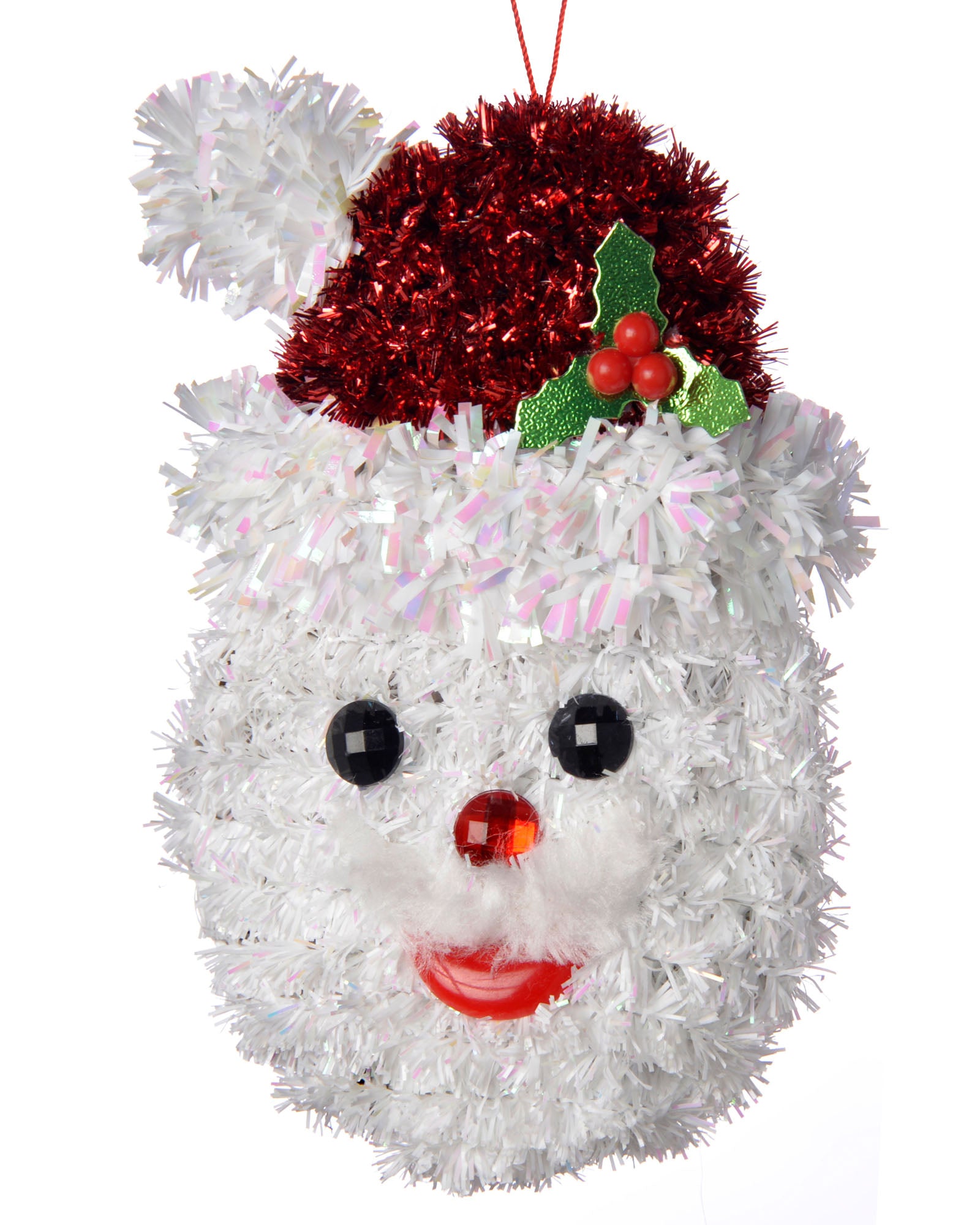 Pack of 3 Hanging Tinsel Snowman Decorations, 16 cm