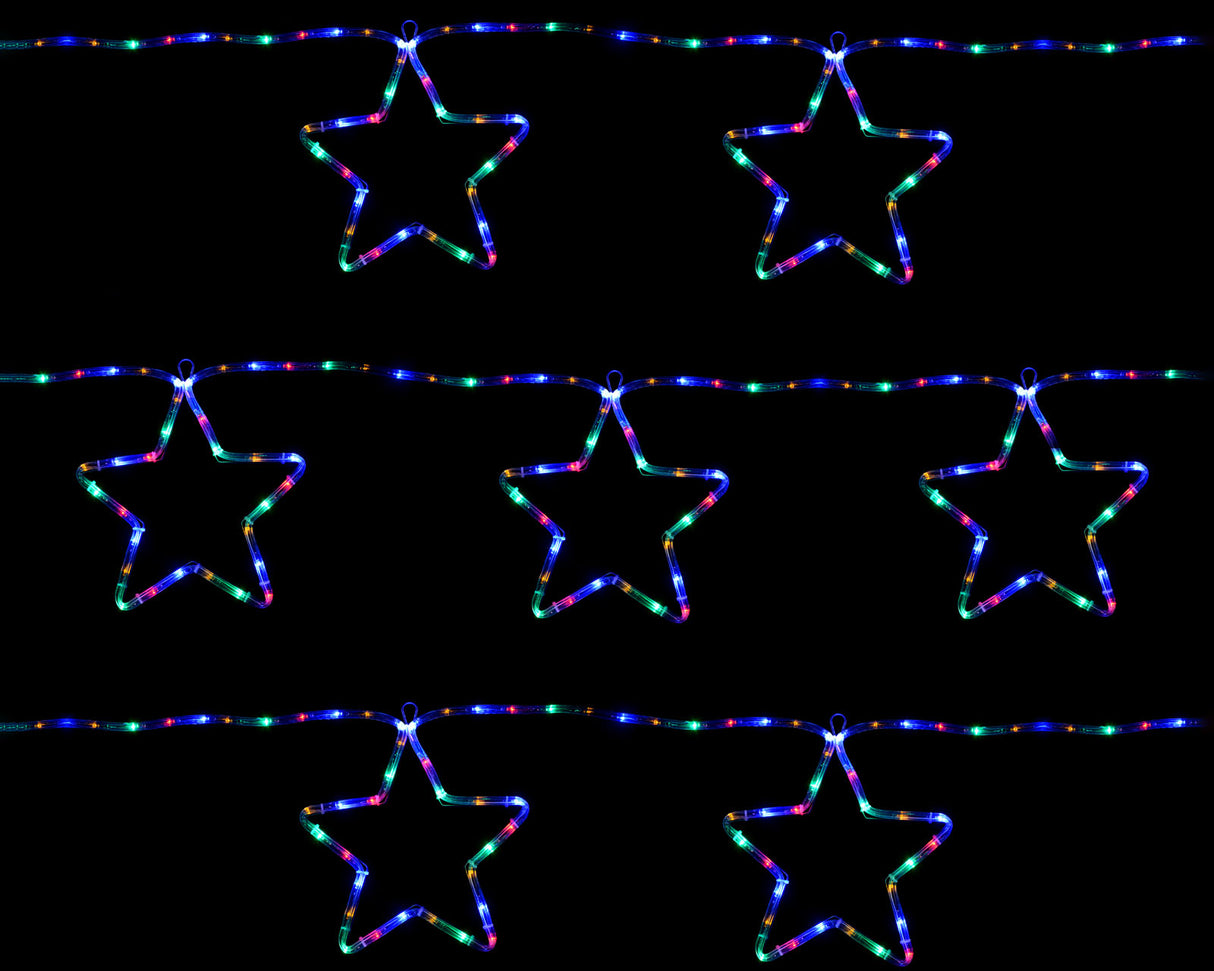 7-Star Motif Rope Light Silhouette, Multi-Colour, 300 cm