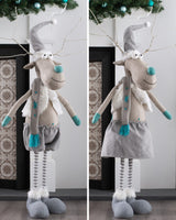 Standing Boy & Girl Christmas Reindeer Figurine Set