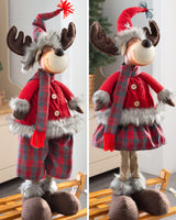 Standing Christmas Boy & Girl Reindeer Figurine Set of 2