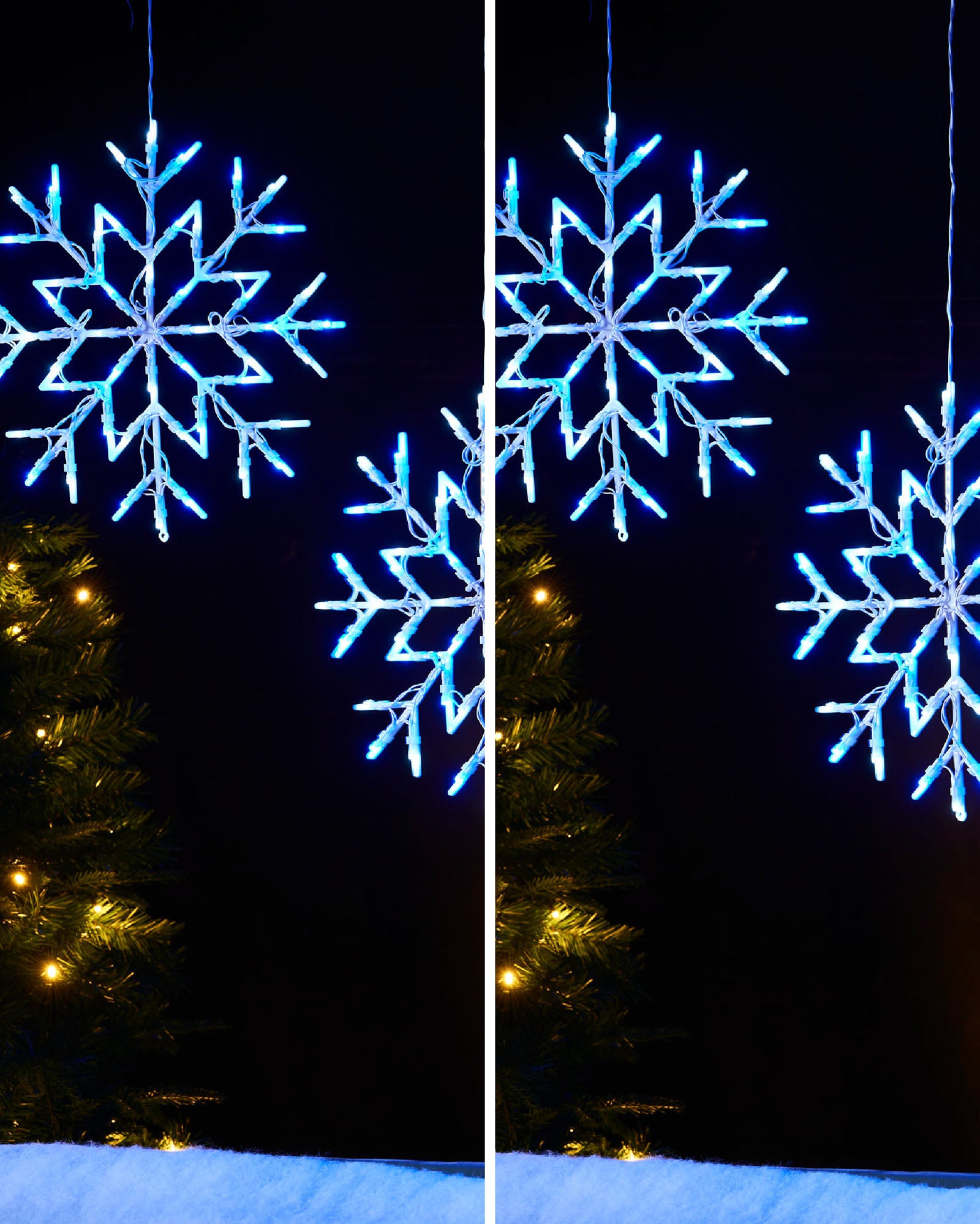 Pack of 2 Blue Snowflake Silhouettes, 36 cm