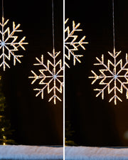 Pack of 2 Warm White Snowflake Silhouettes, 36 cm
